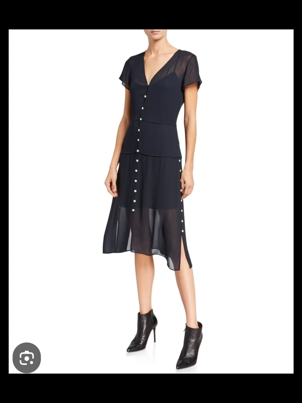 Rag & Bone McCormick Stretch Silk Button-Front Sheer Midi Dress